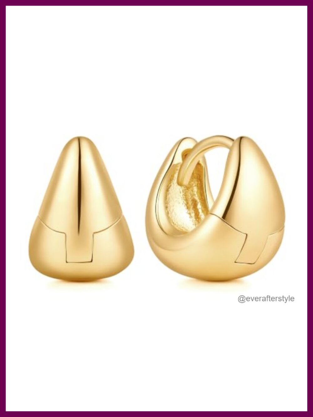14K Gold Plated Chunky Hoop Earrings for Women Mirror Polished
